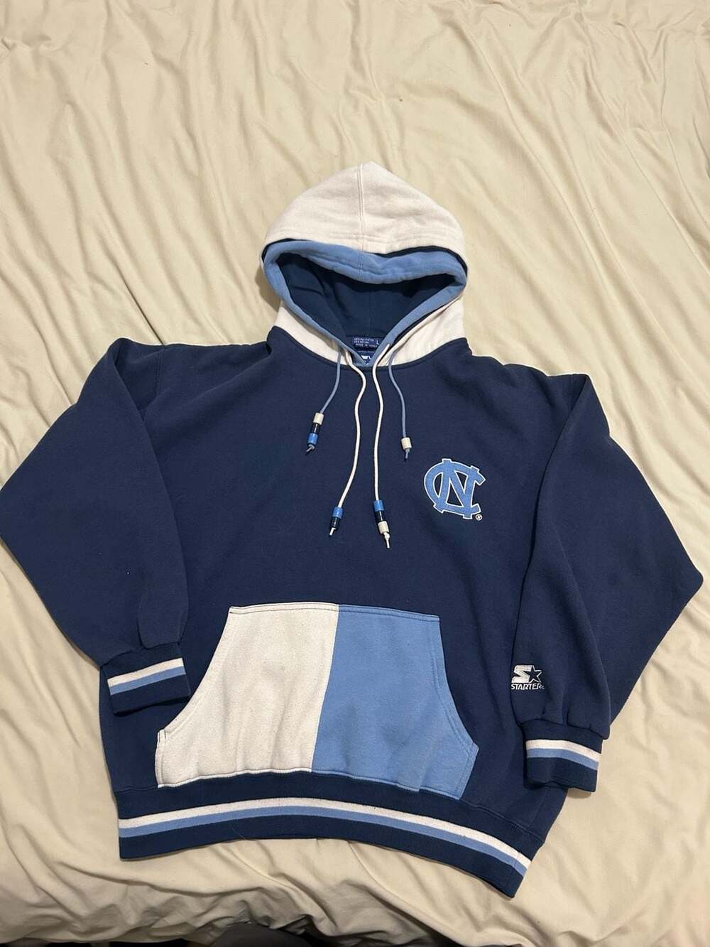 Vintage 90s Starter University of North Carolina Tar Heels Color Block Hoodie